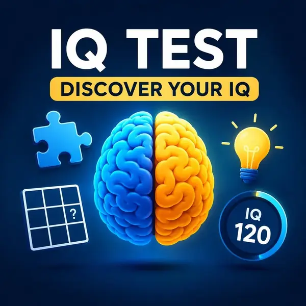 IQ Test — discover your real IQ score, brain visualization with cognitive puzzle elements